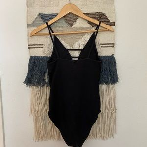 Topshop Cutout Ribbed Bodysuit size 4 Black